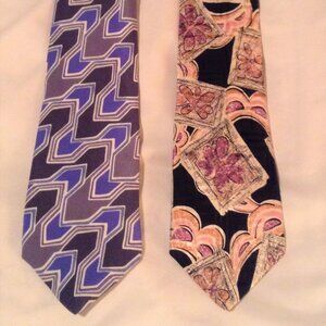 2 Vintage Neckties -  Guy LaRoche Couture All Silk & A Secours Italian Silk
